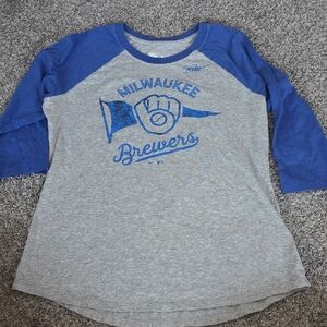 Nike Kids Blue and Gray Milwaukee Brewers Long Sleeve Tee